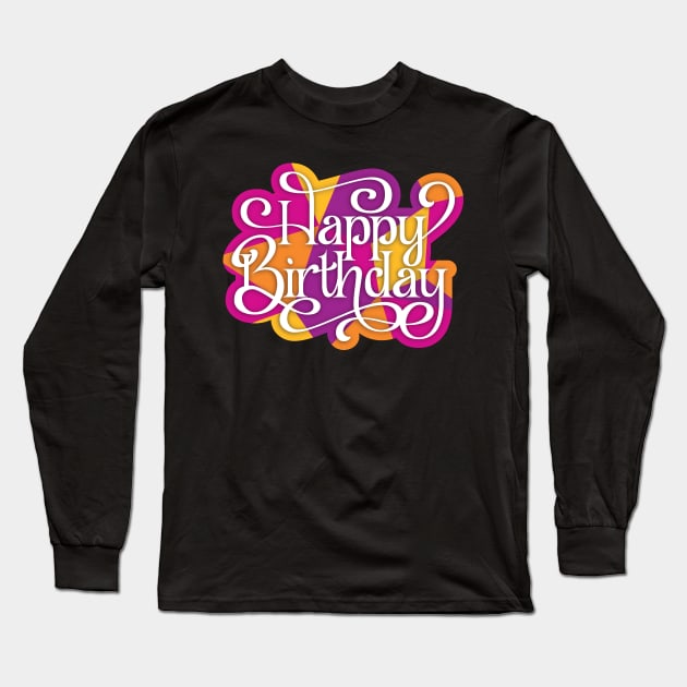 Playful and Colorful Birthday Long Sleeve T-Shirt by polliadesign